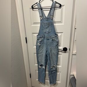 American Eagle Outfitters Distressed Stretch Denim Overalls Size 2